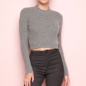 Brandy Melville Ribbed Grey Crop Sweater